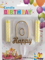 0 Yaş Altın Renk Happy Yazılı Mum - Parti Sürprizi