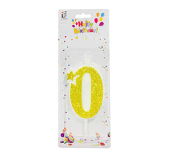 0 Yaş Altın Renk Simli Mum - Parti Sürprizi