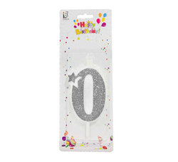 0 Yaş Gümüş Renk Simli Mum - Parti Sürprizi