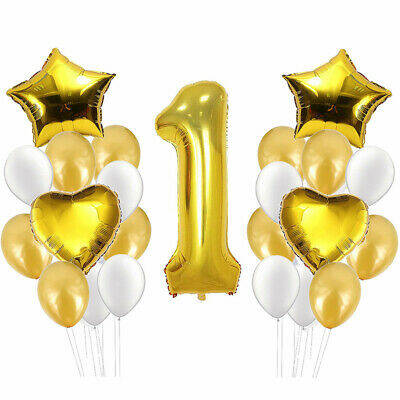 1 Yaş Altın Folyo Balon Set 23 Adet - 1