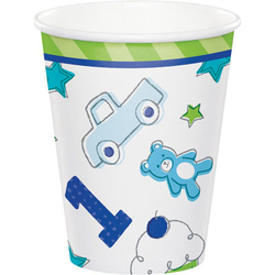 1 Yaş Erkek Teması Bardak 8 Adet - Parti Sürprizi