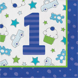 1 Yaş Erkek Teması Peçete 16 Adet - Parti Sürprizi