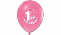 1 Yaş Kız Latex Balon 10 Adet