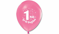 1 Yaş Kız Latex Balon 10 Adet - 1