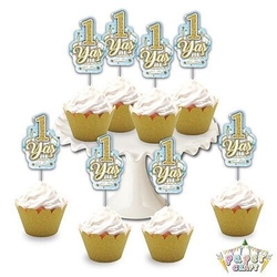 1 Yaş Mavi Eva Kürdan Simli 8 Adet - Parti Sürprizi