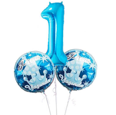 1 Yaş Mavi Folyo Balon Set