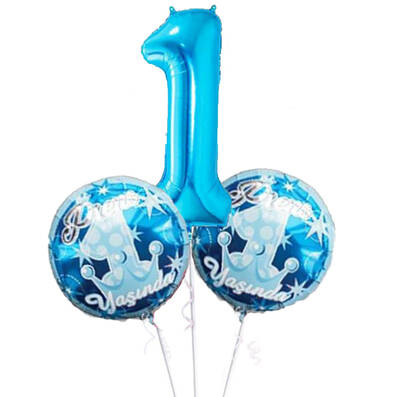 1 Yaş Mavi Folyo Balon Set - 1