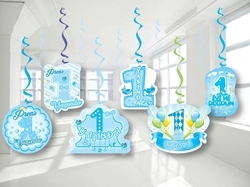 1 Yaş Mavi Tavan Süsü 70 cm 6 Adet - Parti Sürprizi