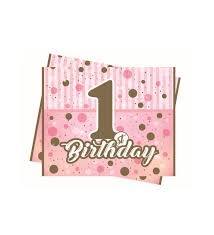 Pırıltılı 1 Yaş Pembe Masa Örtüsü - Parti Sürprizi