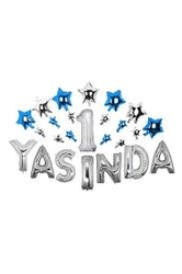 1 Yaşında Mavi Folyo Balon Set - Parti Sürprizi