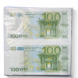 100 Euro Şekilli Kağıt Peçete - Parti Sürprizi