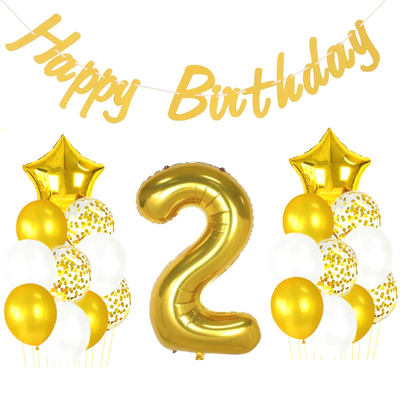 2 Yaş Altın Happy Birthday Set - 1