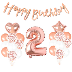 2 Yaş Rose Gold Happy Birthday Set - Parti Sürprizi