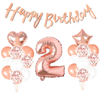 2 Yaş Rose Gold Happy Birthday Set