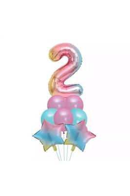 2 Yaş Unicorn Rainbow Folyo Balon Set - 1