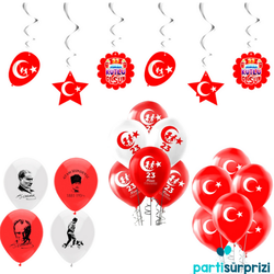 23 Nisan Atatürk Baskılı Balonlu Set - Parti Sürprizi