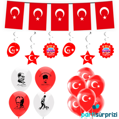 23 Nisan Kutlu Olsun Türk Bayrağı Balonlu Set