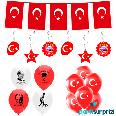 23 Nisan Kutlu Olsun Türk Bayrağı Balonlu Set - 1