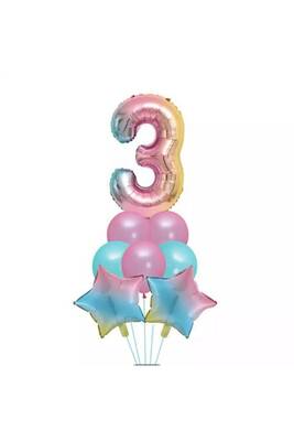 3 Yaş Unicorn Rainbow Folyo Balon Set