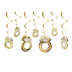 3D Tavan Süs Yüzük Gold 11 Adet - Parti Sürprizi