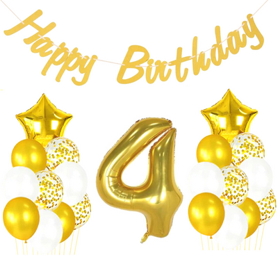 4 Yaş Altın Happy Birthday Set - 1