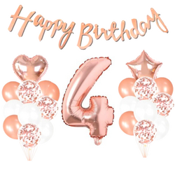 4 Yaş Rose Gold Happy Birthday Set - Parti Sürprizi