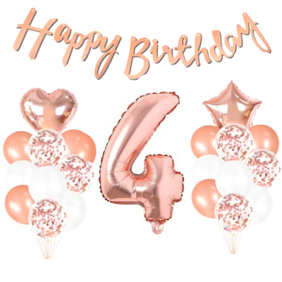 4 Yaş Rose Gold Happy Birthday Set