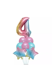 4 Yaş Unicorn Rainbow Folyo Balon Set - Parti Sürprizi