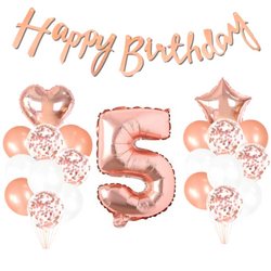 5 Yaş Rose Gold Happy Birthday Set - Parti Sürprizi