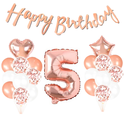 5 Yaş Rose Gold Happy Birthday Set