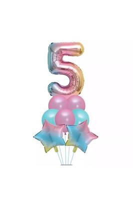 5 Yaş Unicorn Rainbow Folyo Balon Set - 1