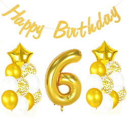 6 Yaş Altın Happy Birthday Set - Parti Sürprizi