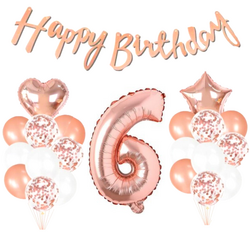 6 Yaş Rose Gold Happy Birthday Set - Parti Sürprizi