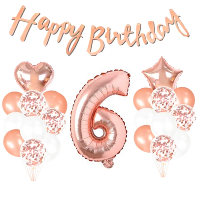 6 Yaş Rose Gold Happy Birthday Set