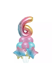 6 Yaş Unicorn Rainbow Folyo Balon Set - Parti Sürprizi