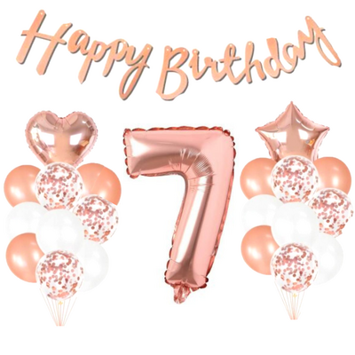 7 Yaş Rose Gold Happy Birthday Set