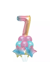 7 Yaş Unicorn Rainbow Folyo Balon Set - Parti Sürprizi