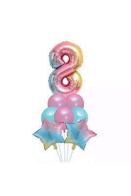 8 Yaş Unicorn Rainbow Folyo Balon Set - 1