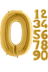 80 cm Folyo Balon 0 Rakamı Gold Altın Renkli
