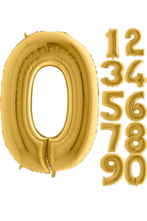 80 cm Folyo Balon 0 Rakamı Gold Altın Renkli - 1