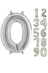 80 cm Folyo Balon 0 Rakamı Gümüş Renk - Parti Sürprizi