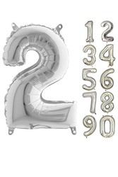 80 cm Folyo Balon 2 Rakamı Gümüş Renkli - Parti Sürprizi