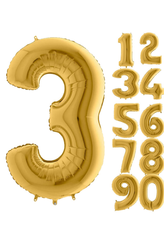 80 cm Folyo Balon 3 Rakamı Gold Altın Renkli - 1