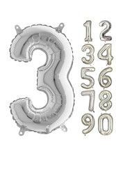 80 cm Folyo Balon 3 Rakamı Gümüş Renkli - Parti Sürprizi