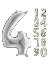 80 cm Folyo Balon 4 Rakamı Gümüş Renkli - Parti Sürprizi