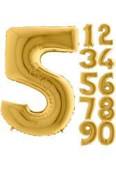 80 cm Folyo Balon 5 Rakamı Gold Altın Renkli - 1