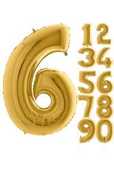 80 cm Folyo Balon 6 Rakamı Gold Altın Renkli - 1