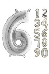 80 cm Folyo Balon 6 Rakamı Gümüş Renkli - Parti Sürprizi