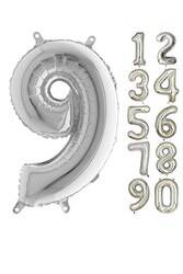 80 cm Folyo Balon 9 Rakamı Gümüş Renkli - 1