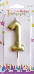 Altın Renk 1 Rakam Mum 1Adet - Parti Sürprizi
